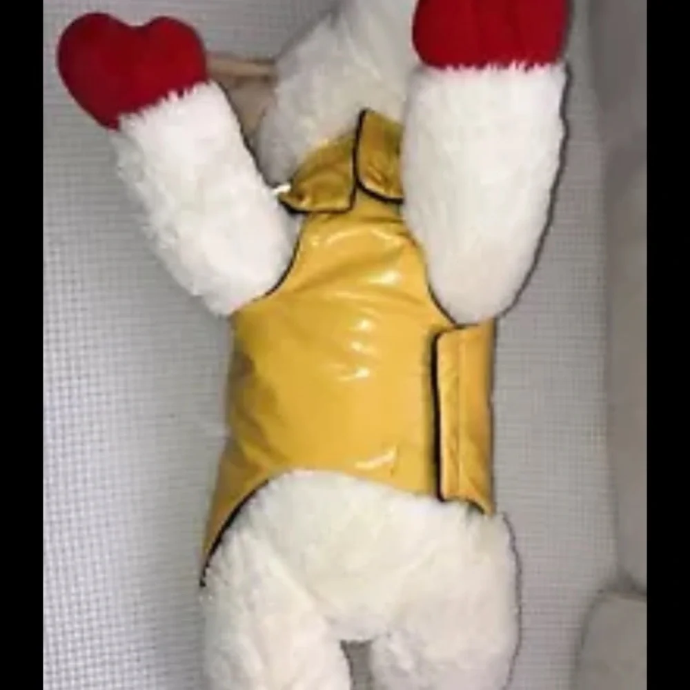 Legitimutt Yellow Dog Raincoat 14” Waterproof Fleece Lined Adjustable Leash Hole